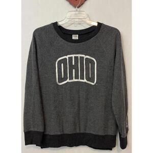 Victorias Secret PINK Medium Gray Fleece OHIO Logo Pullover Sweatshirt A6657
